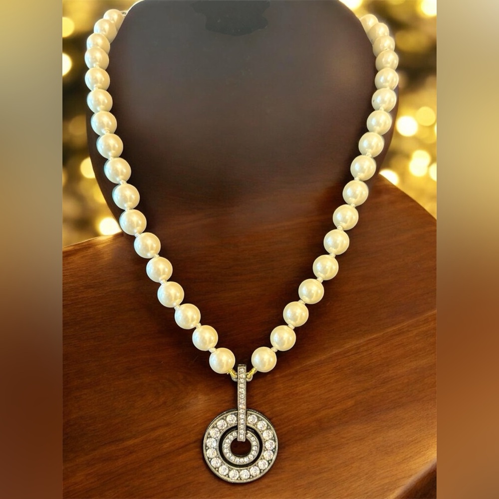 Heidi Daus Signed Infinity and Beyond Swarovski Crystal Drop with Faux Pearls